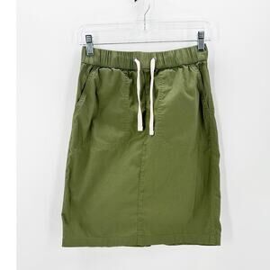 Pact organic cotton Dauly Twill olive green skirt size S pockets minimalist chic
